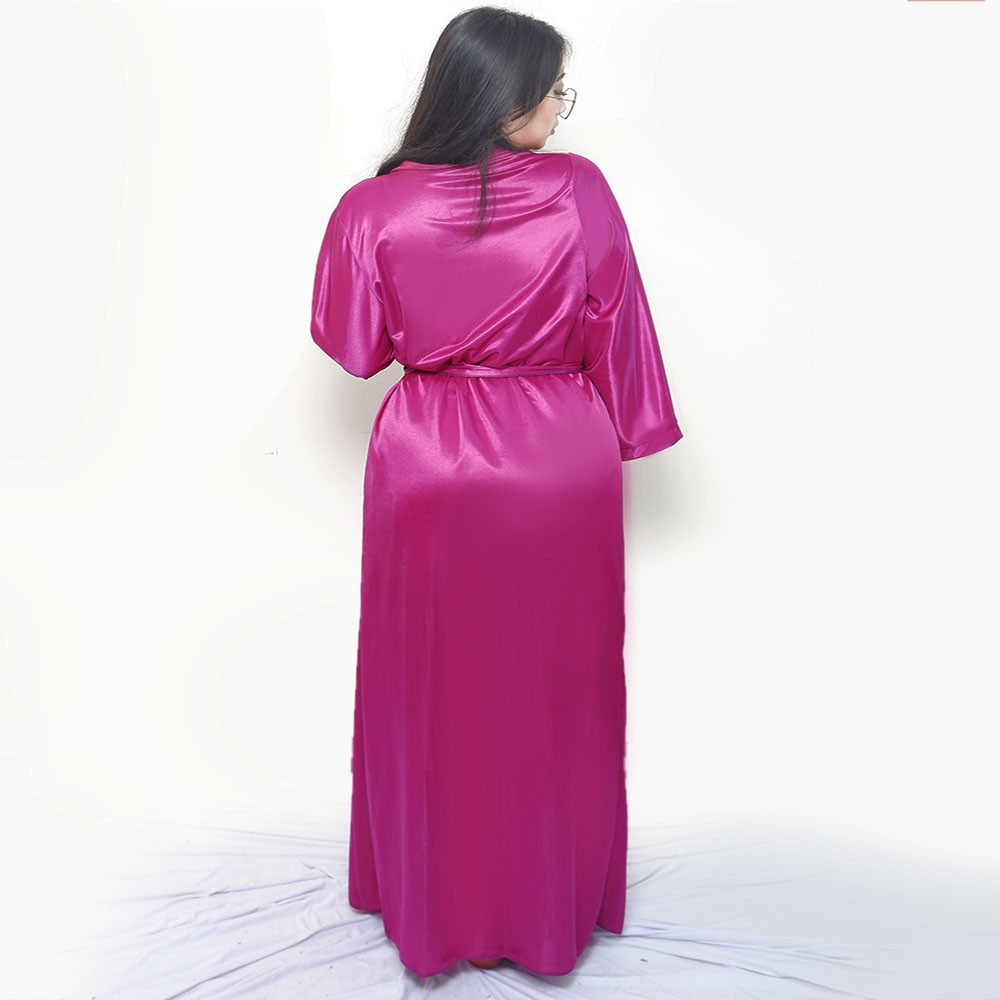 FOLVA kimono set baju tidur satin 1288VSET_XL ungu big size XL