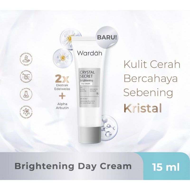 Wardah Crystal Secret Day Cream 15 ml dan 30gr / Krim Siang