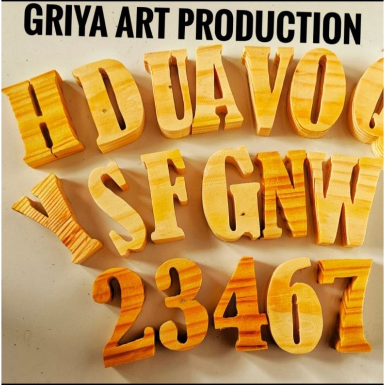 HURUF ALFABET & ANGKA TIMBUL KAYU JATI BELANDA