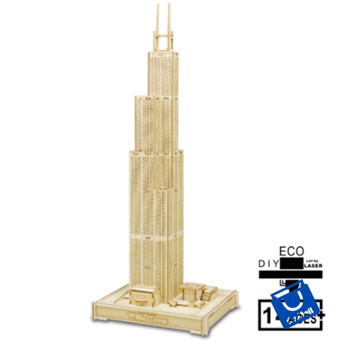 WOODCRAFT CONSTRUCTION KIT RAKIT 3D MODEL SIERS TOWER BAHAN KAYU