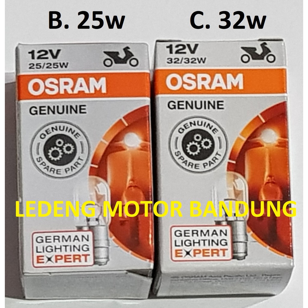 Genuine Osram Bohlam Halogen Lampu Depan Motor Bebek Matic H6 Kaki Satu 12v