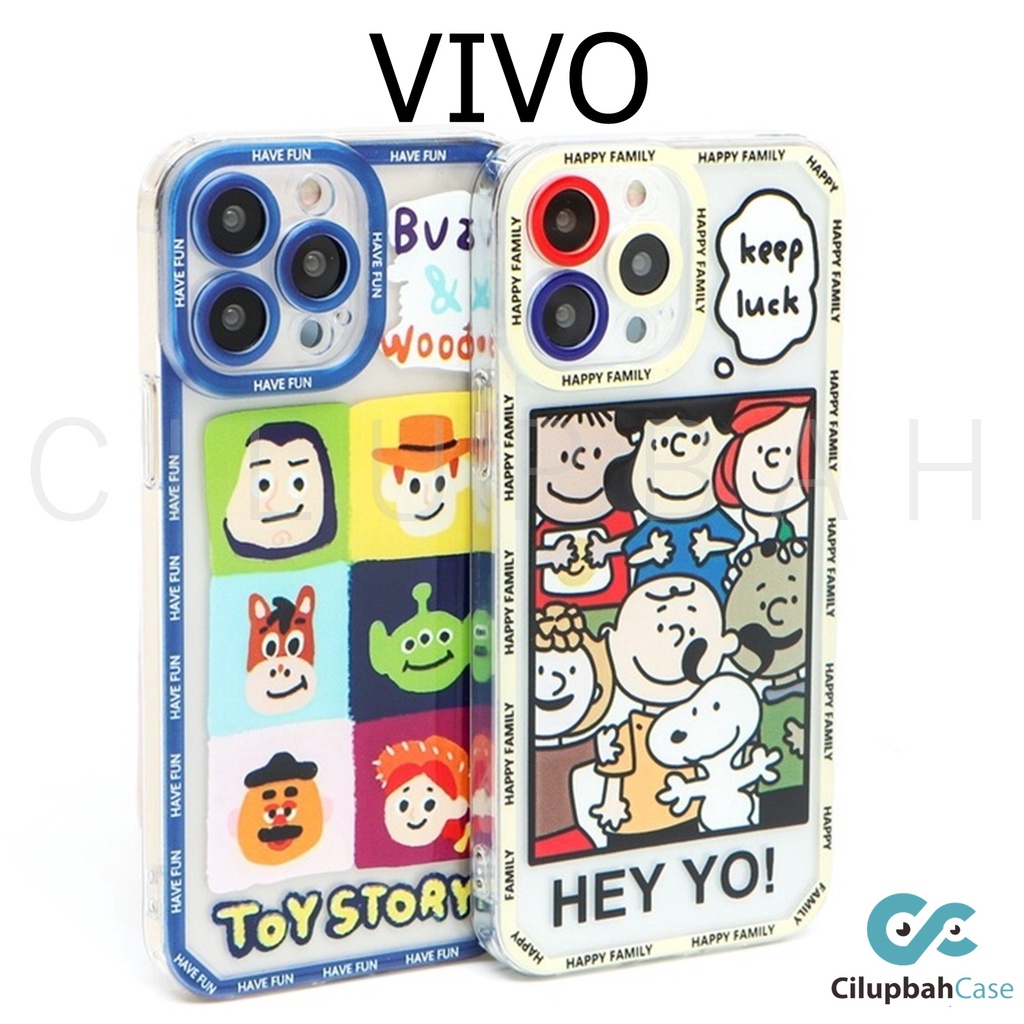 Soft Case Vivo Y12 Y15 Y17 Y91 Y93 Y95 Y91C Y12S Y20 Y21 Y30  Cartoon Snoopy and Toy Story Full Lens Cover