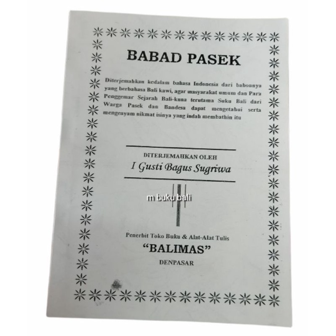 Babad Pasek Sugriwa buku terjemahan lontar