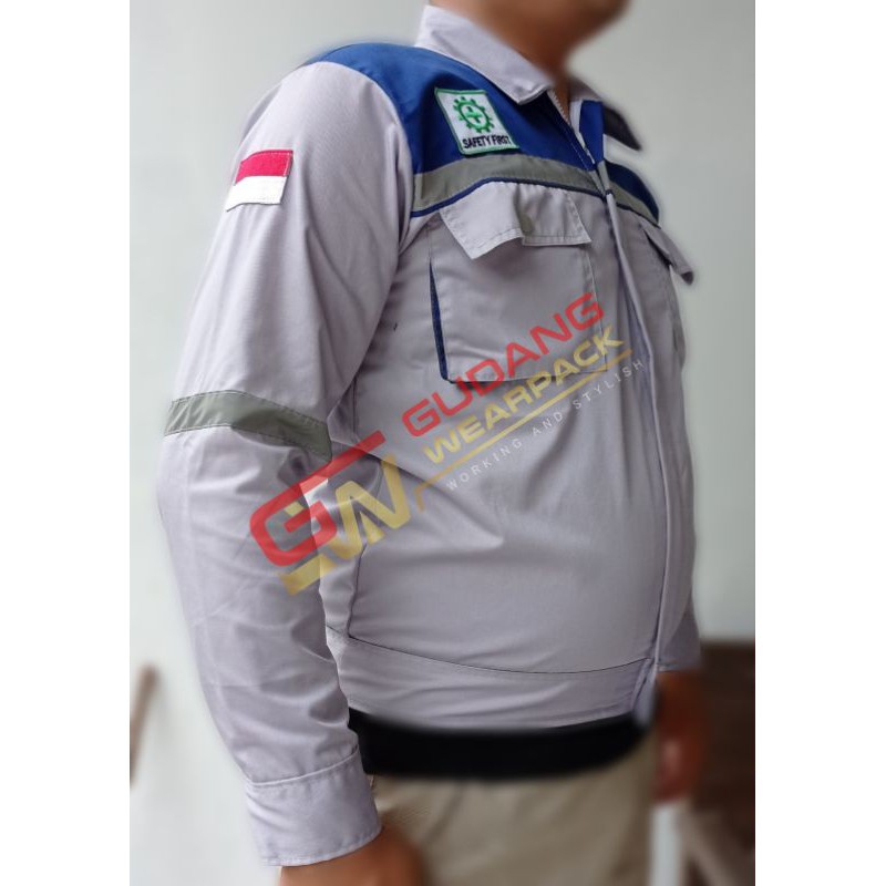 Gudang Wearpack - Baju Kerja Seragam Proyek Warna Abu Muda - Benhur