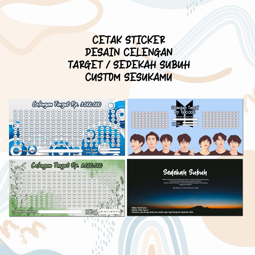Custom Sticker Desain Celengan Target / Sedekah Subuh