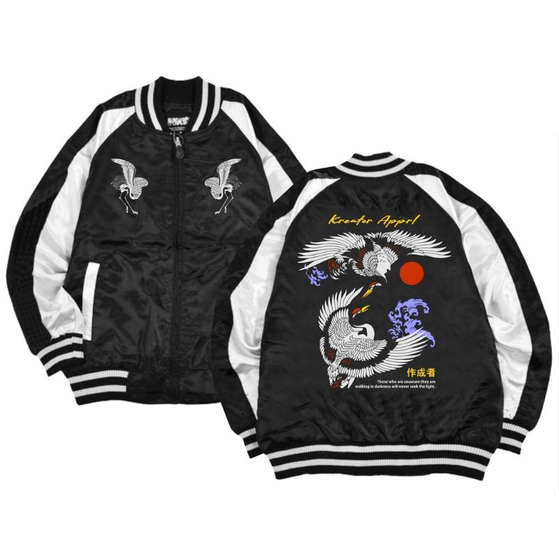 sukajan varsity vintage bomber tsurutori jaket sukajan jepang