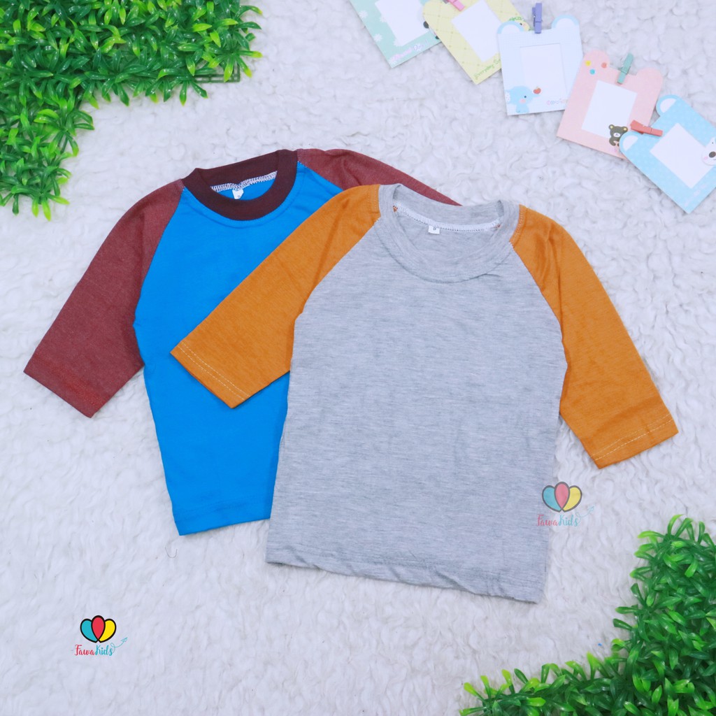 Kaos Reglan POLOS uk 4-5 Tahun / Baju Adem Atasan Lengan Panjang Laki Perempuan Kaos Murah Babycinnamon