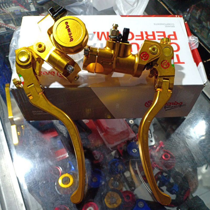 master rem brembo full cnc gold kanan master rem kiri kopling vixion byson vario beat scoopy satriaf