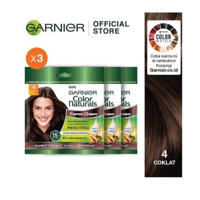 Garniers Colors Natural Pewarna Rambut  3 Sachet  Shopee 