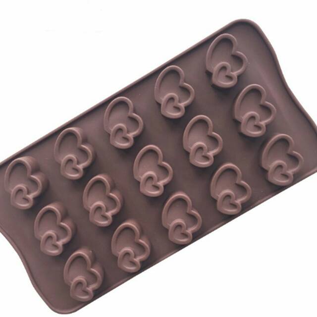 Cetakan coklat puding silikon double love silicone mold