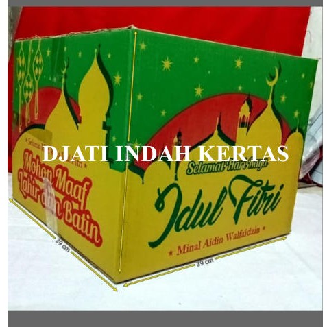 DISKON !!! Kardus Idul Fitri / Kardus Lebaran / Kardus Parcel Warna Kuning (Uk. 39x39x31) 10pcs