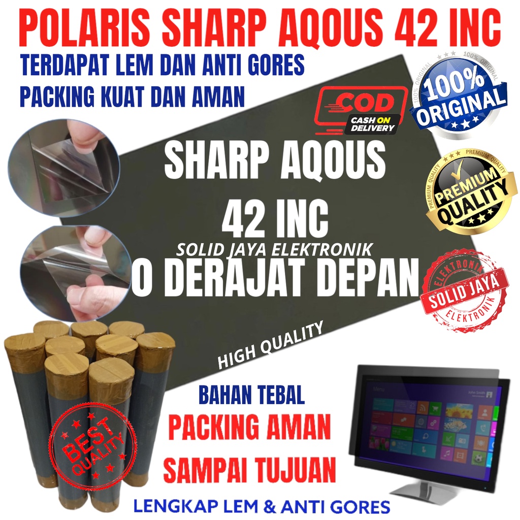 POLARIZER POLARIS TV LCD LED SHARP AQOUS 42 INC 0 DERAJAT PLASTIK LAPISAN LUAR POLARISER 42 IN INCH 