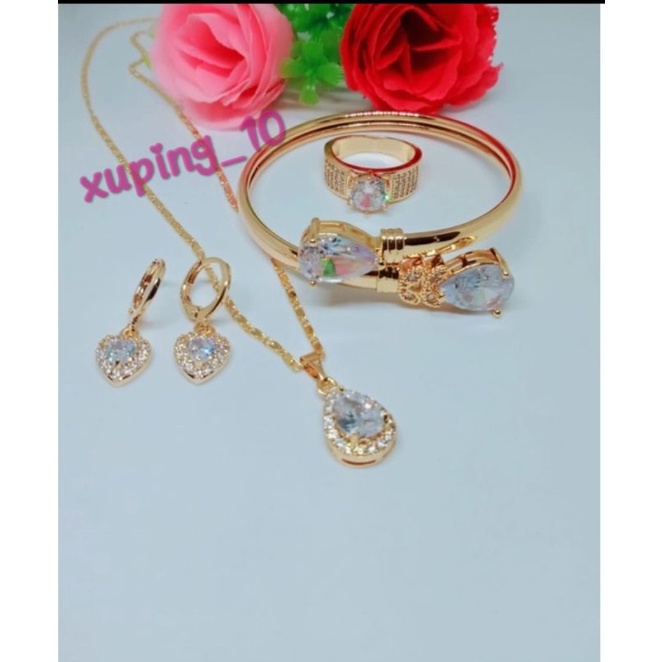 Set Perhiasan Wanita Titanium Cantik mata Putih