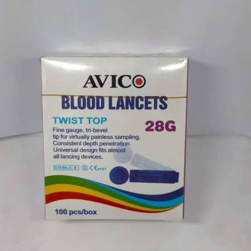 Blood lancet 28G Avico 100 Pcs / Jarum lancet 28G / Jarum untuk ambil darah