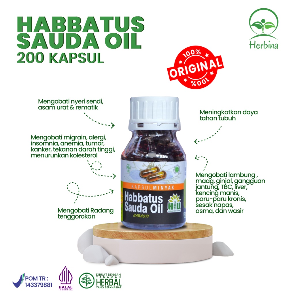 Herbal Habbatussauda Murni 200 Kapsul