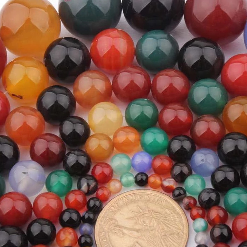 Butir Natural Multicolor Agate Round Beads