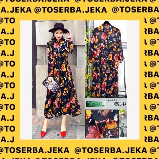 Dress Gamis Wanita Floral Impor | Women's Floral Gamis Dress Import 09