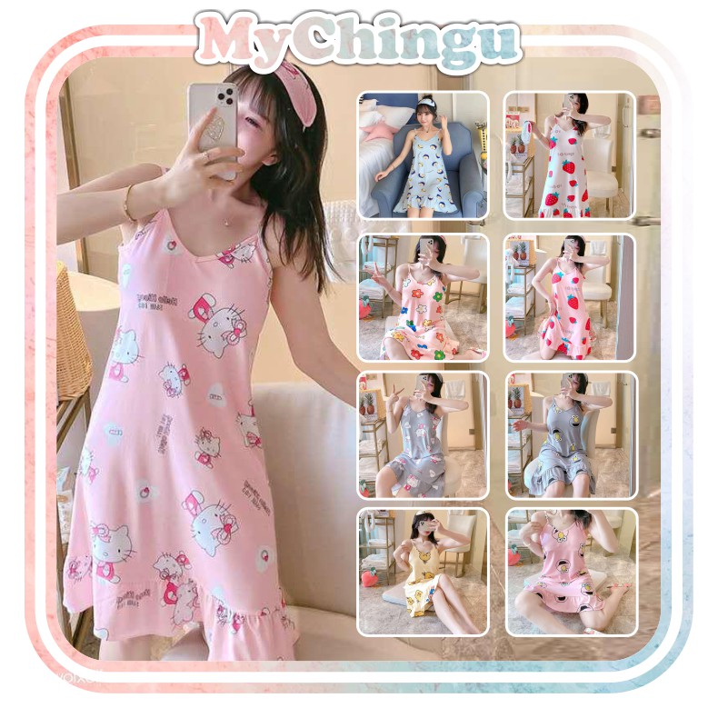 ❀ Chingu ❀ PW062 [1] COD Baju Tidur Piyama Santai Wanita Motif Lucu Imut Import