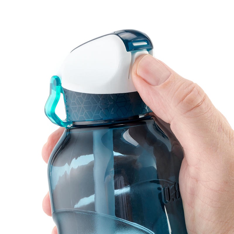 QUECHUA Botol Air Plastik 0.8L Instant Opening Dengan Sedotan Hiking Camping Trekking