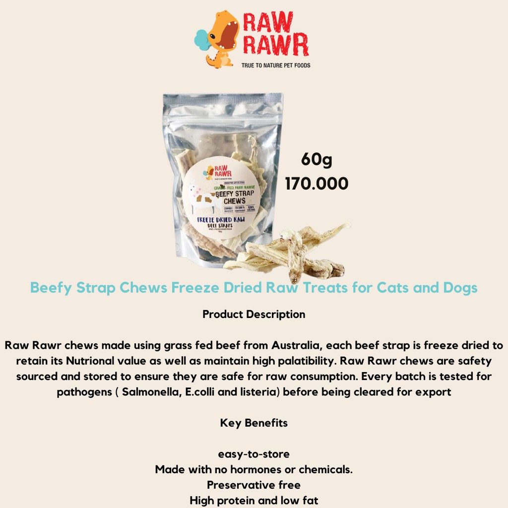 

RAW RAWR FREEZE DRIED SNACK 150 Gr BEEF STRAP