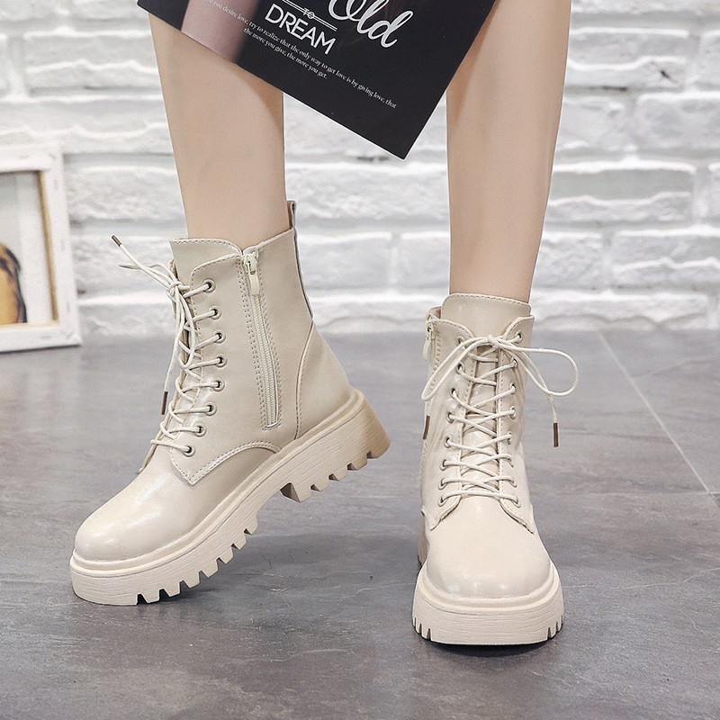 SBCB seaptu boots wanita white beige high ankle import martin boot