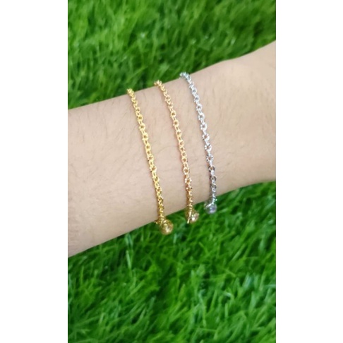 GELANG RANTAI NORI UKIR KECIL +1 BEL /GELANG PERAK ASLI SILVER 925 LAPIS EMAS / GELANG FASHION WANITA TERBARU