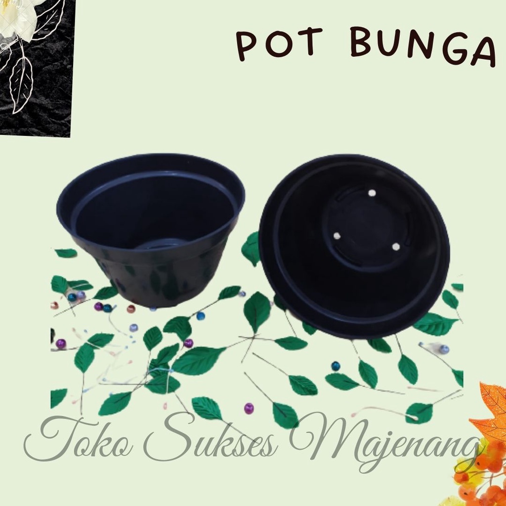 POT BUNGA HITAM 25 CM / POT BUNGA 25 CM / POT BUNGA PLASTIK HITAM / VAS BUNGA 25 CM / VAS BUNGA HITA