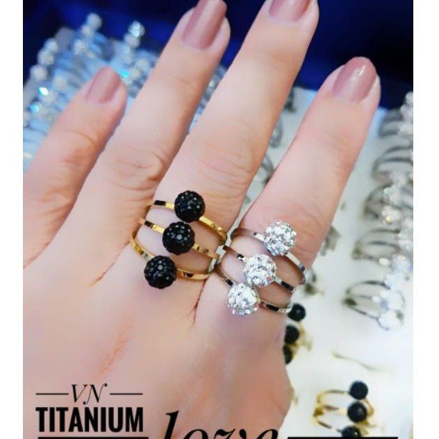 Titanium cincin motif Bola semi berlian 3 tingkat terlaris 2154c