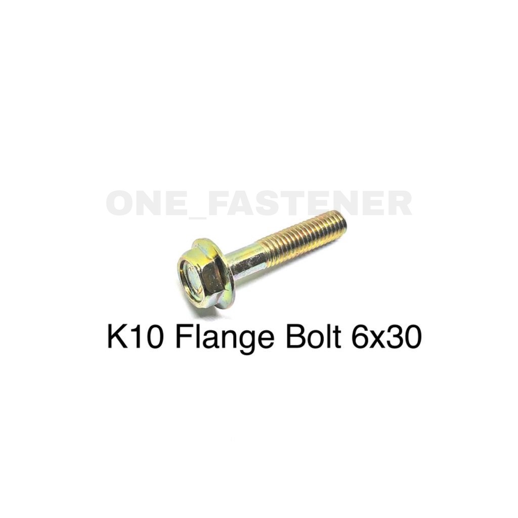 100 Pcs K10 Baut Flange Bolt M6x30 Kuning 1.0 Topi Kunci 10 6mm 3cm FBK