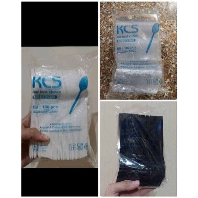 Sendok Makan Plastik Hitam KCS 100pc/ KCS Sendok Makan Plastik Putih KCS isi 100 pc/ Sendok Makan Pl