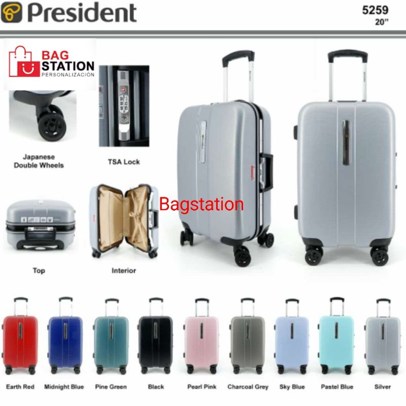 TAS KOPER PRESIDENT 20 IN 5259 ORIGINAL 4 RODA FRAME TSA LOCK TAS CABIN TAS TRAVEL TAS PAKAIAN TAS BAJU