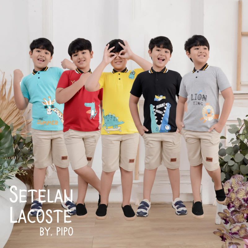 Setelan Anak Lacoste Kemeja Kaos by Pipo Kids Wear | Baju Lebaran 2022