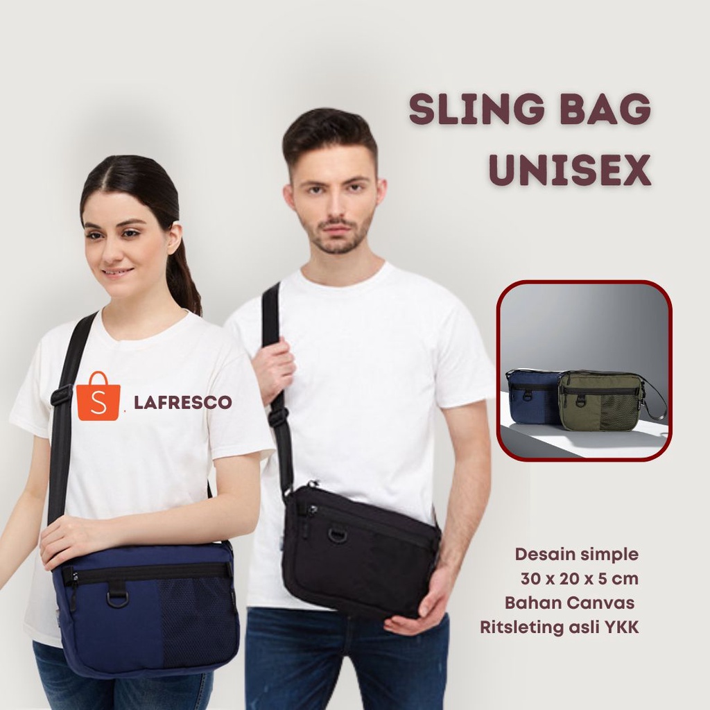 TAS SELEMPANG SLING BAG KECIL MINI BAHAN KANVAS POLOS PRIA WANITA TERBARU KEKINIAN - FAIXO QUATORZO 