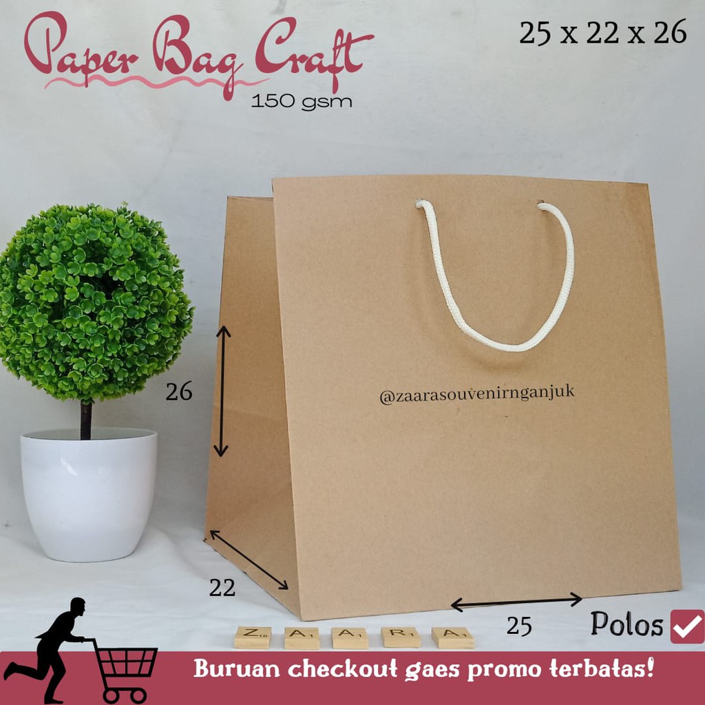 

Paper Bag Polos - 25 x 22 x 26 - Paper Bag Kado - Paper Bag Coklat - Tas Souvenir -Kotak Nasi -Murah