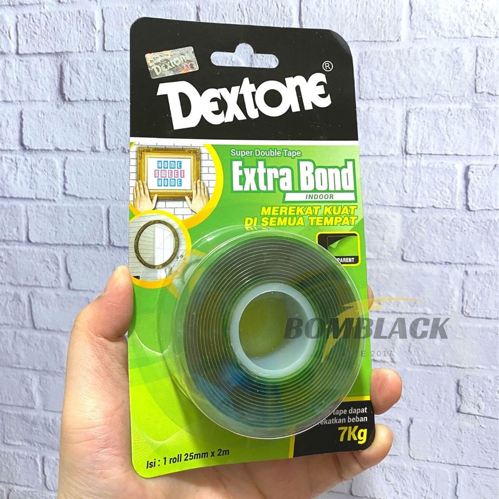 DEXTONE Double Tape 12mmx2M SUPER Kuat Lengket Tahan Air Bening Indoor HIJAU