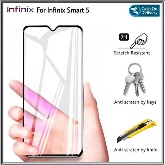 Tempered Glass Infinix Smart 4 / Smart 5 Anti Gores Kaca Full Layar Full Lem