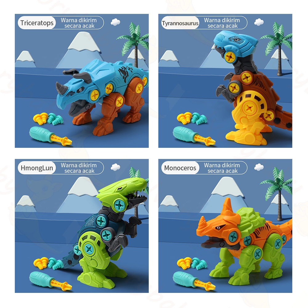 Ivorybaby Mainan bongkar pasang puzzle anak DIY assemble dino