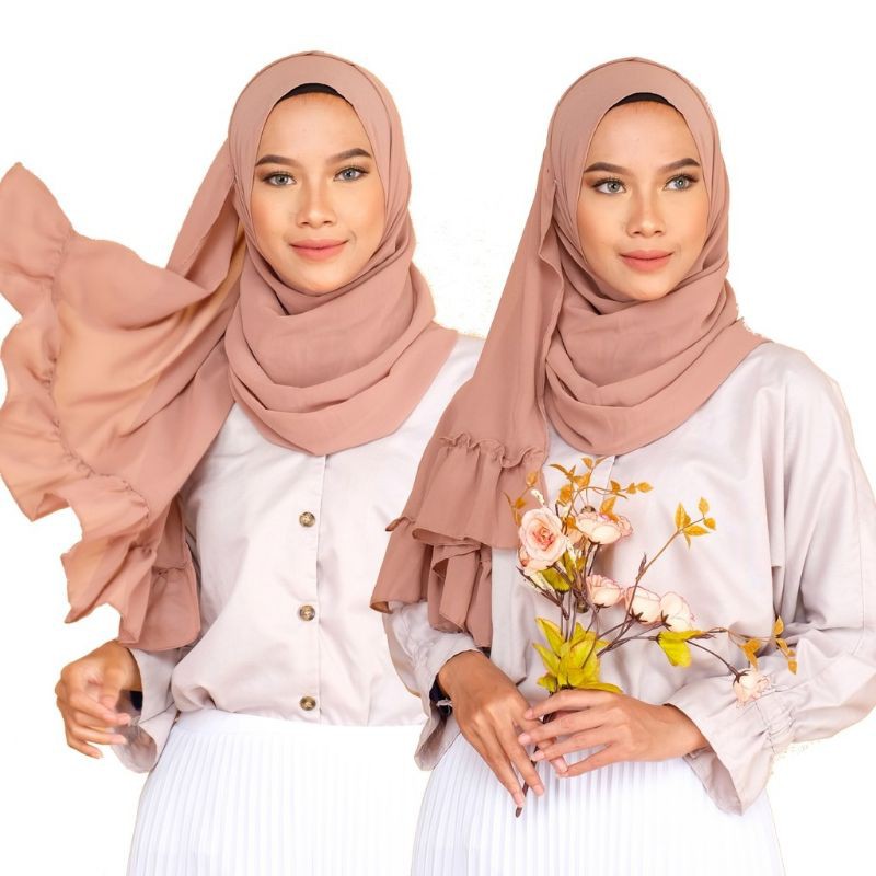 BISA COD HIJAB PASHMINA REMPEL DUA SISI CERUTY BABYDOLL PREMIUM