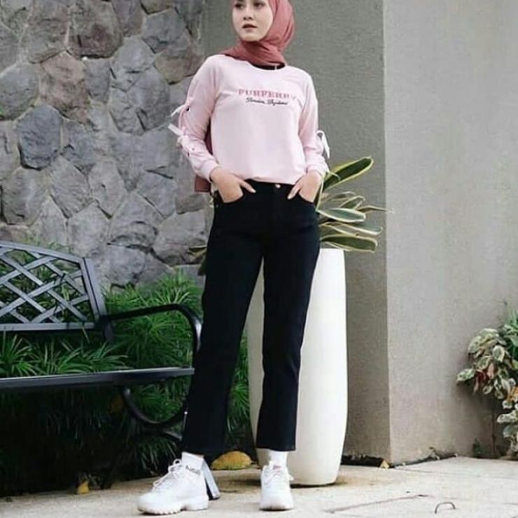 [PAD.22Jn22ˣ] BF BAWAHAN BOYFRIEND JEANS WASH/CELANA BOYFRIEND JEANS WANITA/CELANA BOYFRIEND HITAM/C