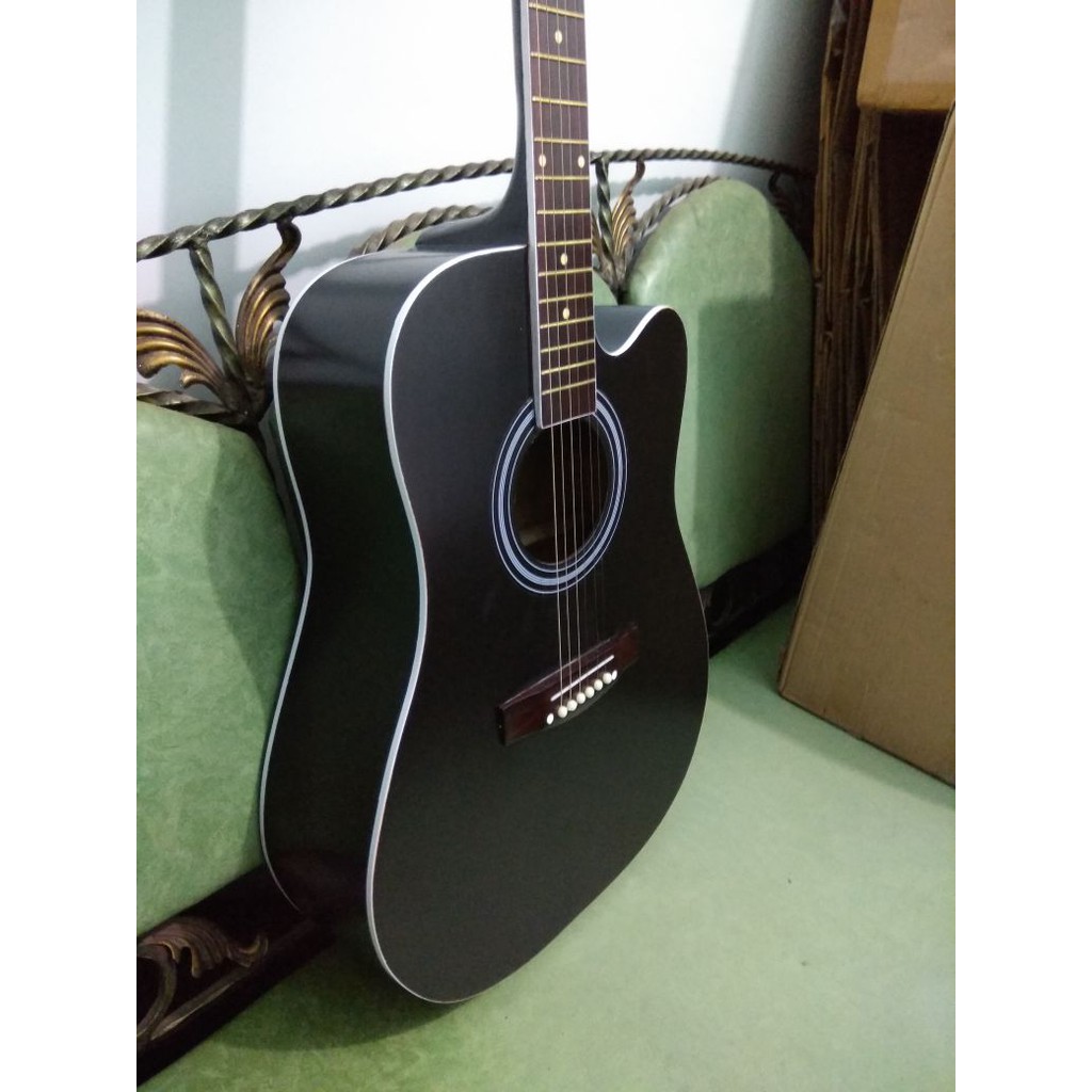 Gitar Akustik Jumbo Merk Cort Warna Hitam Doff Trusrod Sunkay Senar String Jakarta Murah