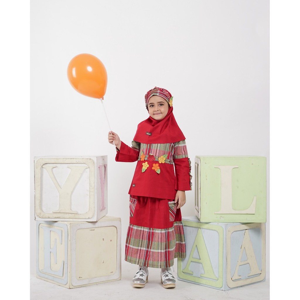 GAMIS ANAK HAI HAI GA 07 RED DOBBY POLOS MIX KATUN YANDED FASHION MUSLIMAH PEREMPUAN MURAH