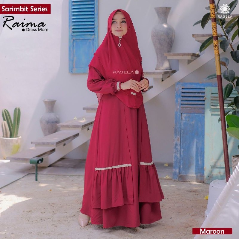 RAIMA DRESS MAROON M || Gamis Couple Lebaran by RAGELA HIJAB