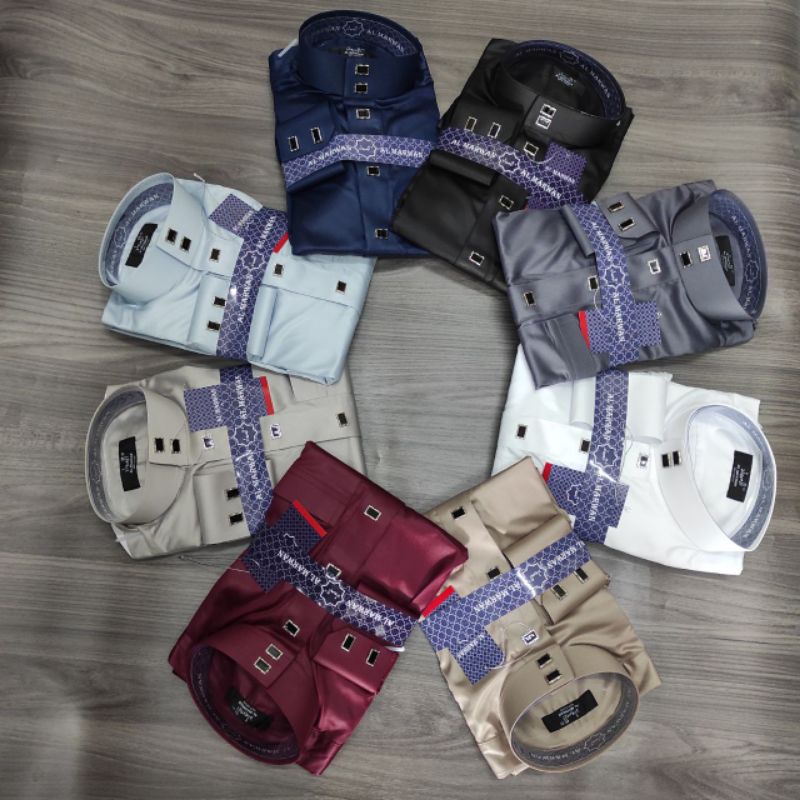 Jubah al marwan manset kancing kotak premium, Jubah al haramain style, gamis pria manset