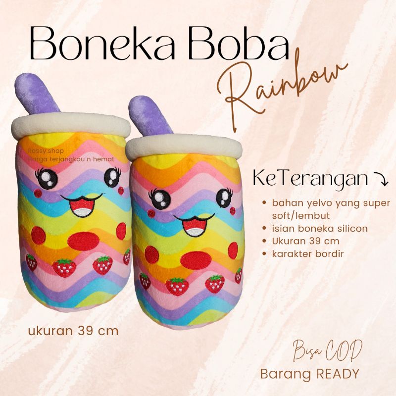 Boneka boba rainbow/boneka boba pelangi ukuran L/boneka boba