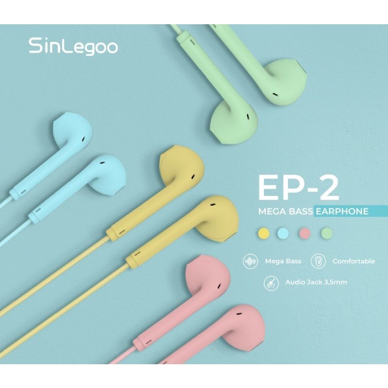 Earphone Macaron Sinlegoo Ep-2 Macaron Candy  editon Fashion mega bass In ear Headset