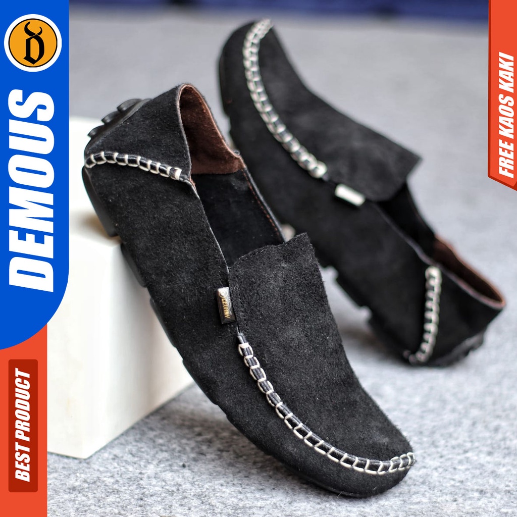 DEMOUS MOCCSUE Sepatu Slip On Casual Slop Kulit Asli