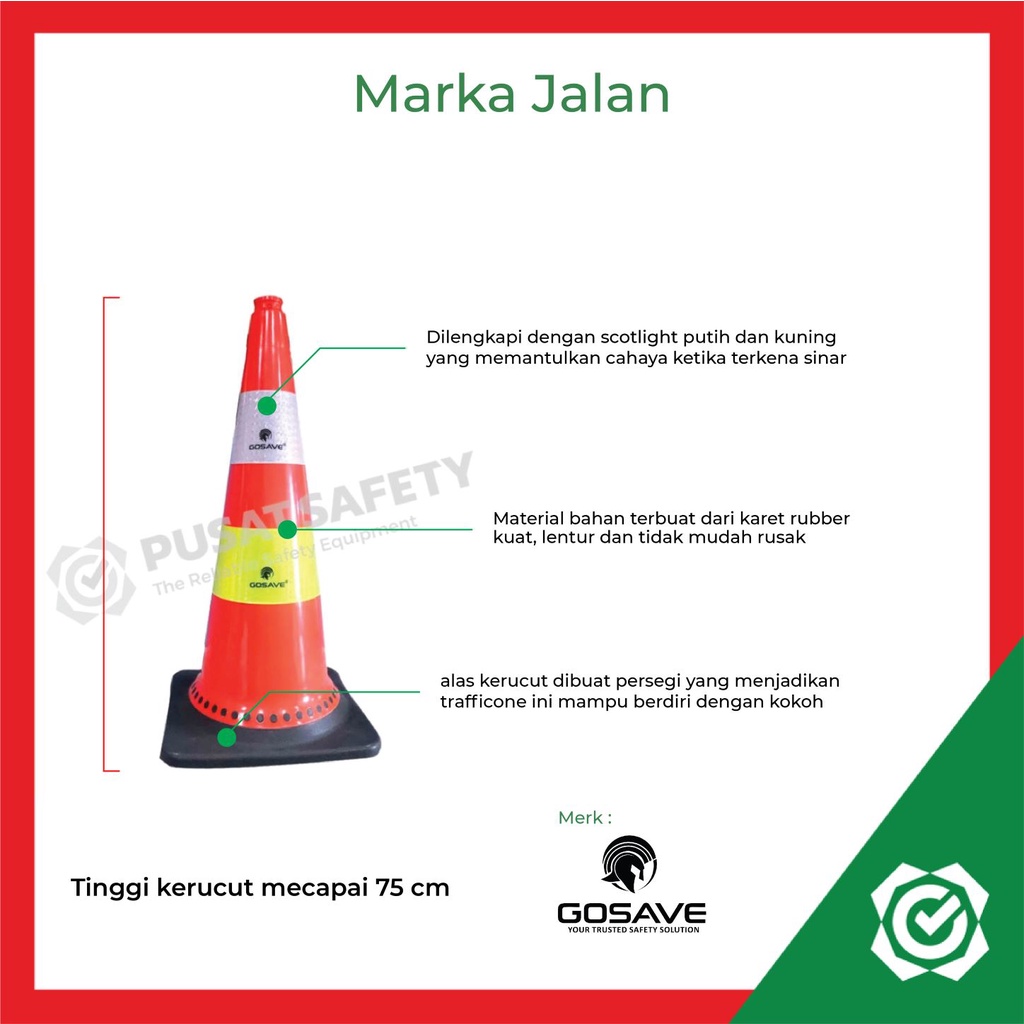 Traffic Safety Cone Penanda Jalan GoSave 75cm