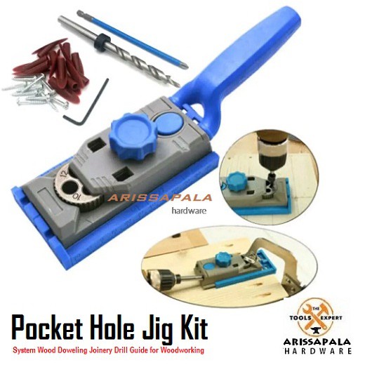 Pocket Hole Jig Set Mata Bor Sekrup Dowel Drill Guide Center Doweling Joinery For Woodworking Tools Shopee Indonesia