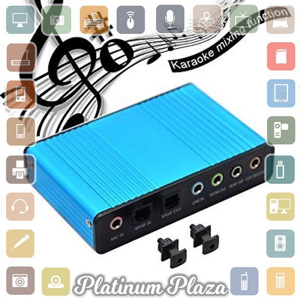 Kebidumei Sound Card External 5.1 Suround USB untuk Laptop/PC - CM6206 - Blue`14GN8H-