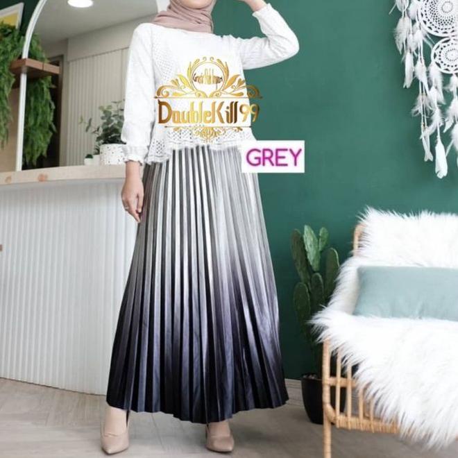 ♪ GROSIR ROK IMPORT / ROK GRADASI BLUDRU PLISKET PANJANG IMPOR ✥